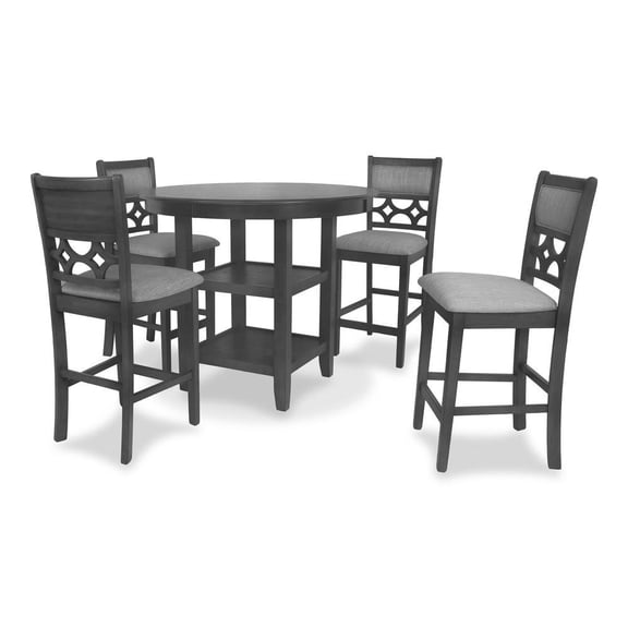 FurniFact Gray 5 Piece Dining Table Set with Storage, High Top Chairs Design