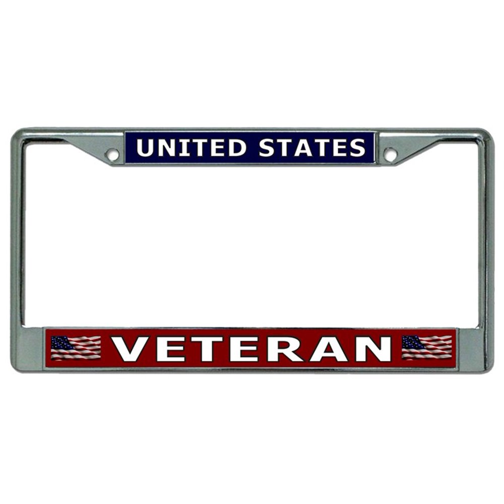 United States Veteran Chrome License Plate Frame