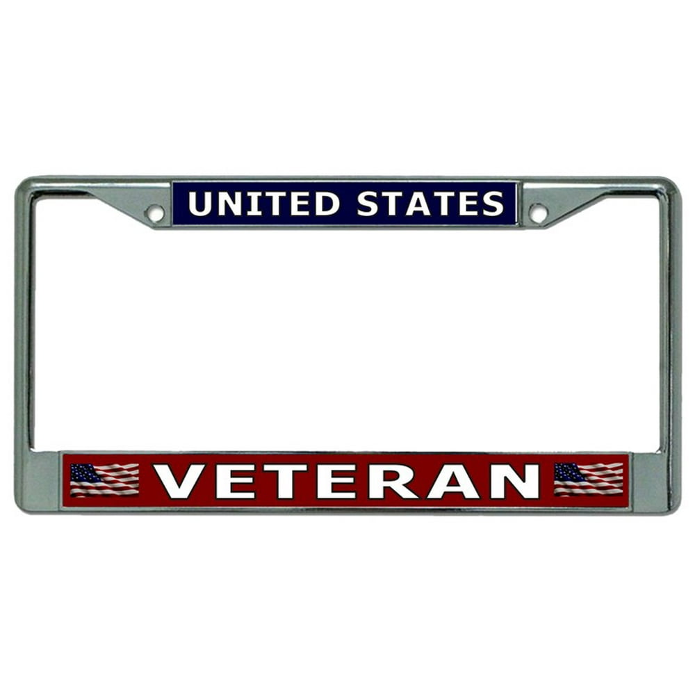 United States Veteran Chrome License Plate Frame