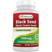 Best Naturals Black Seed Oil Capsules 1000 mg (Non-GMO) Nigella Sativa - 100% Cold Pressed Black Cumin Seed Oil Pills Contains Thymoquinonoe which Promotes Healthy Inflammatory Response 60 Count