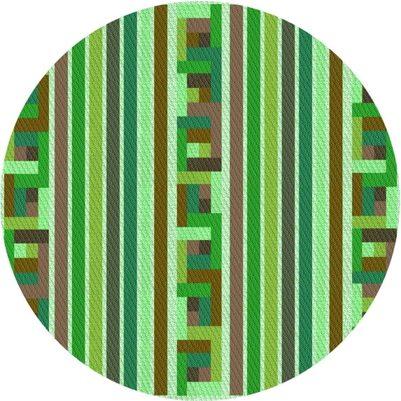 Ahgly Company Machine Washable Indoor Round Transitional Fern Green Area Rugs, 6' Round