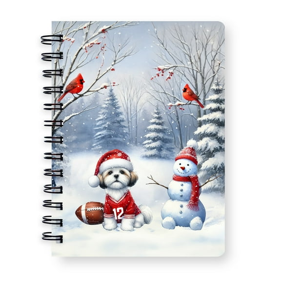 Hello Winter Shih Tzu Football Snowman Welcome Snowy Morning Spiral Bound Journal Lion Dog Lover Gifts 5x7in Spiral Notebook - 01012
