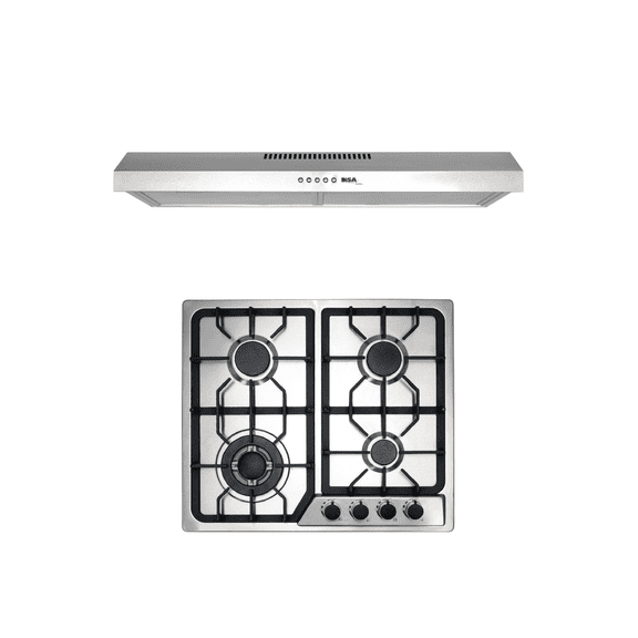 Combo DISA HOME Parrilla a Gas 4 Quemadores Acero Inox Y Campana Extractora de Pared Acero Inox 60 c Disa Home 40-11-0-001