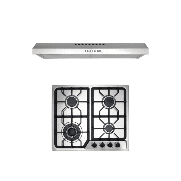 Combo DISA HOME Parrilla a Gas 4 Quemadores Acero Inox Y Campana Extractora de Pared Acero Inox 60 c Disa Home 40-11-0-001