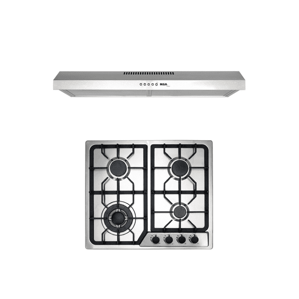 Combo DISA HOME Parrilla a Gas 4 Quemadores Acero Inox Y Campana Extractora de Pared Acero Inox 60 c Disa Home 40-11-0-001