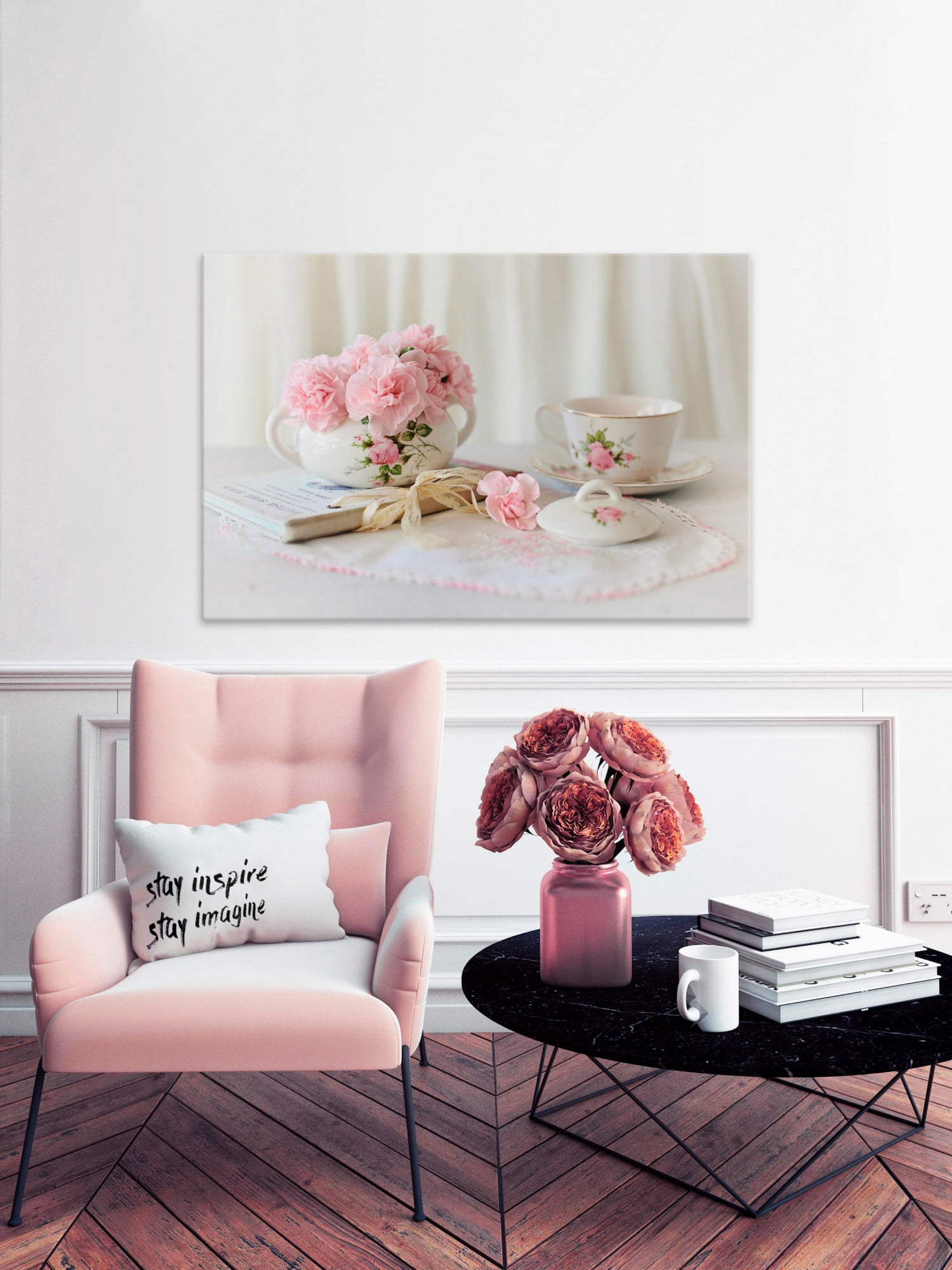 "Pink Tea Party" Painting Print on Wrapped Canvas