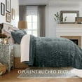 thumbnail image 3 of EVERGRACE Luxury Ruched Velvet Quilt King Size, Ultra Soft Bedspread Coverlet Set, Lightweight Velvet Comforter, Quilted Bedding Cover with 2 Matching Shams for All Season, Dark Green, 3 of 7