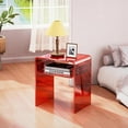 thumbnail image 2 of Clear Acrylic End Table 2-Tier Bedside nightstand for Living Room Bedroom Home Decor (Red), 2 of 16