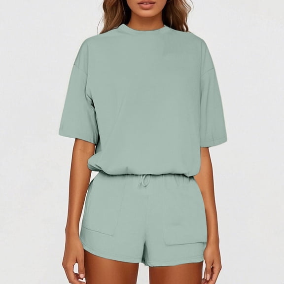 MAIHAN Women Shorts Sets Outfits Summer Outfits for Women Short Sleeve Top and Shorts 2pcs Women Tops and Trousers Set Comfortable Playwear Daily Wear