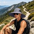 thumbnail image 5 of Wide Brim Sun Hat for Men & Women, UPF 50+ UV Protection, Breathable Mesh Windproof Chin Strap Foldable Outdoor Hat, Fishing Hiking Hat for Camping Mountain Travel Dark Gray Free Size, 5 of 6