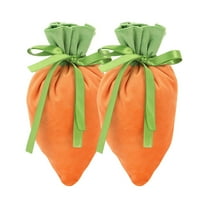 Moocorvic 2PCS Easter Carrot Drawstring Gift Bag Fabric Treat Bags Spring Easter Basket Stuffers Egg Hunt Indoor Outdoor Party Supplies(Carrot Shaped)