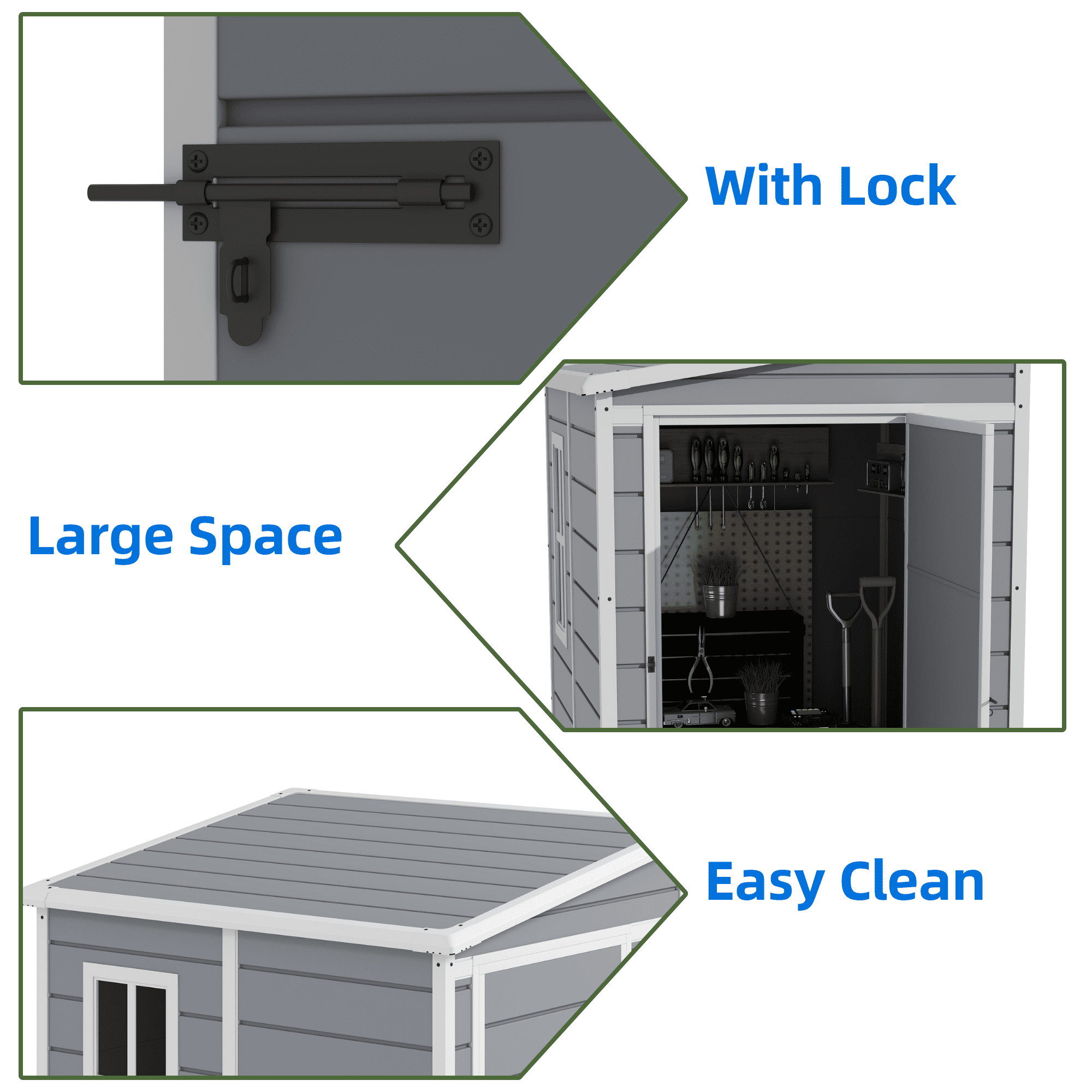 Dextrus 5x4 FT Resin Outdoor Storage Shed with Floor, Resin Large with Lockable Door & Window, Waterproof