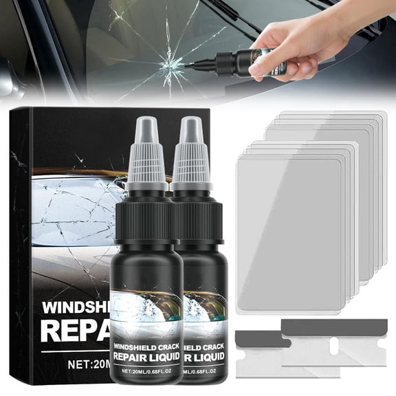 Windshield Crack Repair Kit, Glass Crack Repair Kit, Car Windshield Crack Repair Fluid, Quick Fix Windshield & Glass Repair Tools for Windshields, Mirrors, All Crack Types(2Sets)