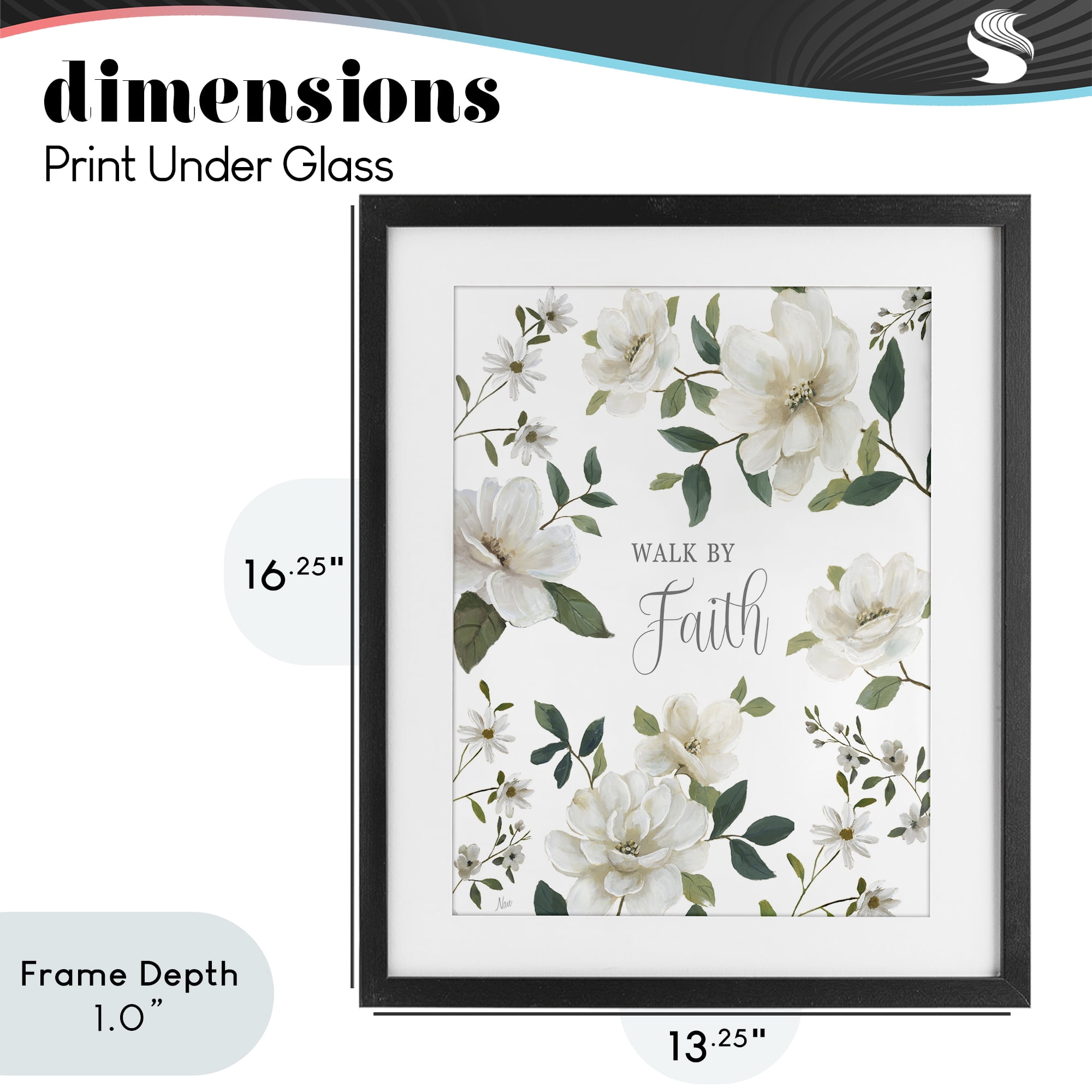 Stupell Industries Floral Walk By Faith Black Framed Print Under Glass, design by Nan