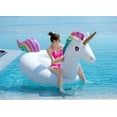 thumbnail image 4 of HHHC Inflatable Unicorn Pool Float Floatie Ride On with Fast Valves Large Rideable Blow Up Summer Beach Swimming Pool Party Lounge Raft Decorations Toys Kids Adults, 4 of 7
