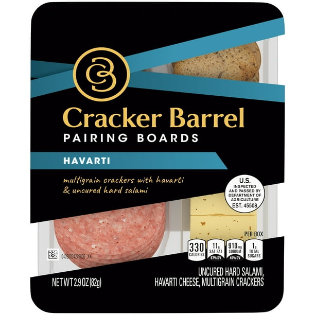Cracker Barrel Pairing Boards with Havarti Cheese, Uncured Hard Salami