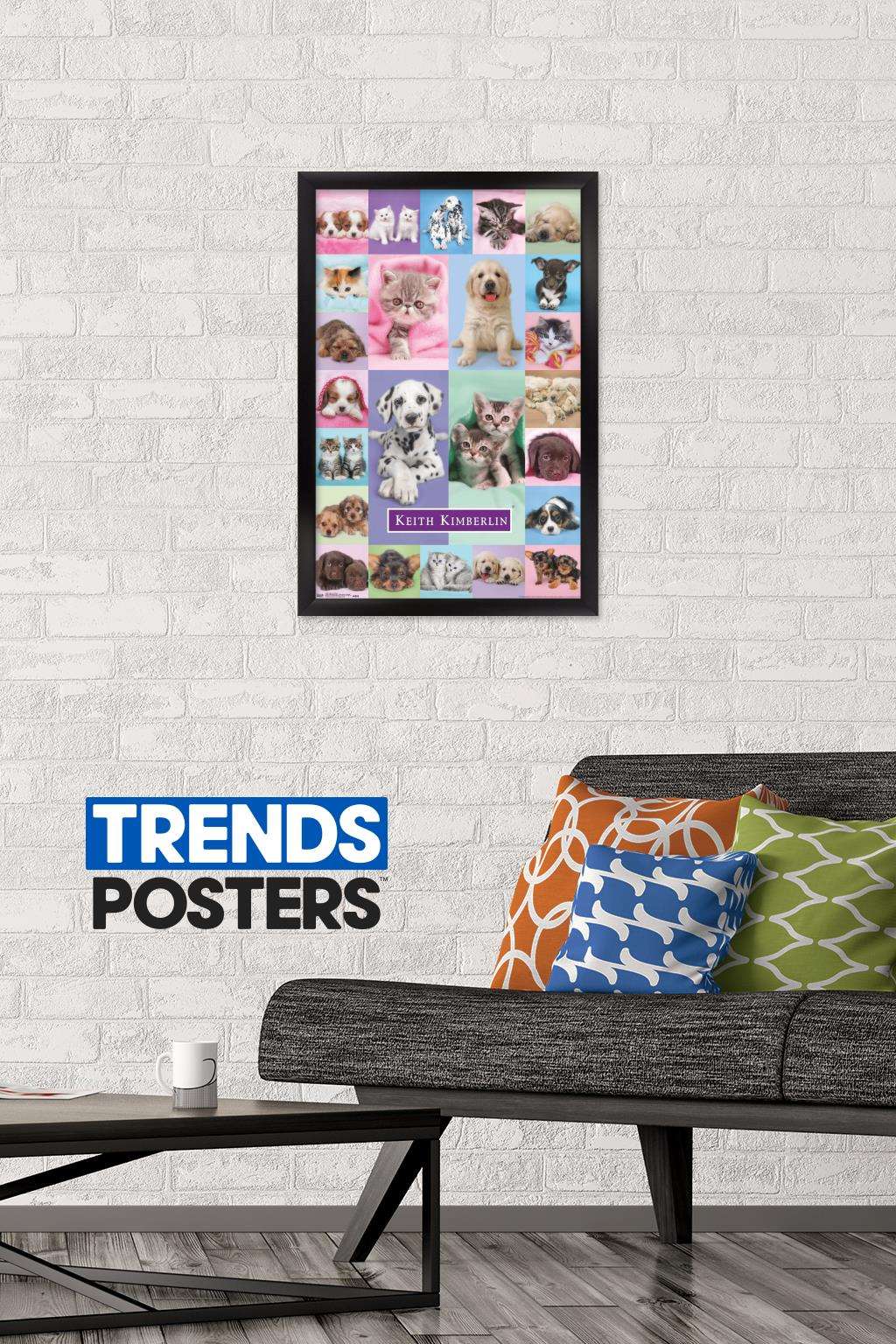 Keith Kimberlin - Puppies and Kittens Wall Poster, 14.725" x 22.375", Framed