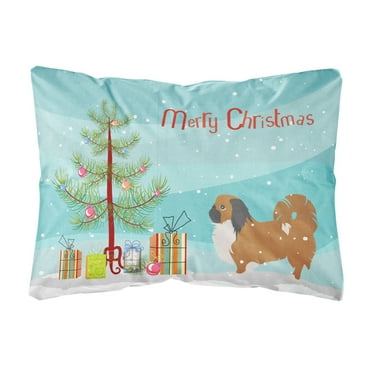 Carolines Treasures BB2956PW1216 Pekingese Merry Christmas Tree Canvas Fabric Decorative Pillow, 12H x16W, multicolor