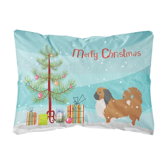 Carolines Treasures BB2956PW1216 Pekingese Merry Christmas Tree Canvas Fabric Decorative Pillow, 12H x16W, multicolor