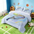 thumbnail image 3 of Manfei Boys Girls Tennis Twin Quilt Set, Sport Twin Coverlet Set, LightBlue Yellow Black, Gray Reversible 2 Pieces, 1 Bedspread and 1 Pillowcase, 3 of 7