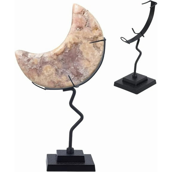 Ball Holder Moon Shaped Small Display Stand Alloy Sphere Display Holder for Gemstones Geodes Mineral Agate Home Office Decor 3.54x1.97x4.92 inch Black Black