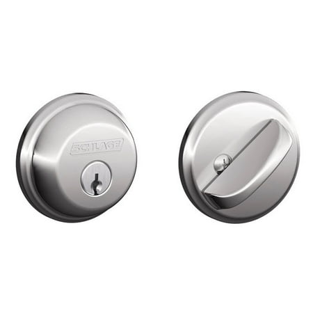 Bronze B Series Single Cylinder - Schlage B60 Polished Chrome Single Cylinder Grade 1 Deadbolt from the B-Series