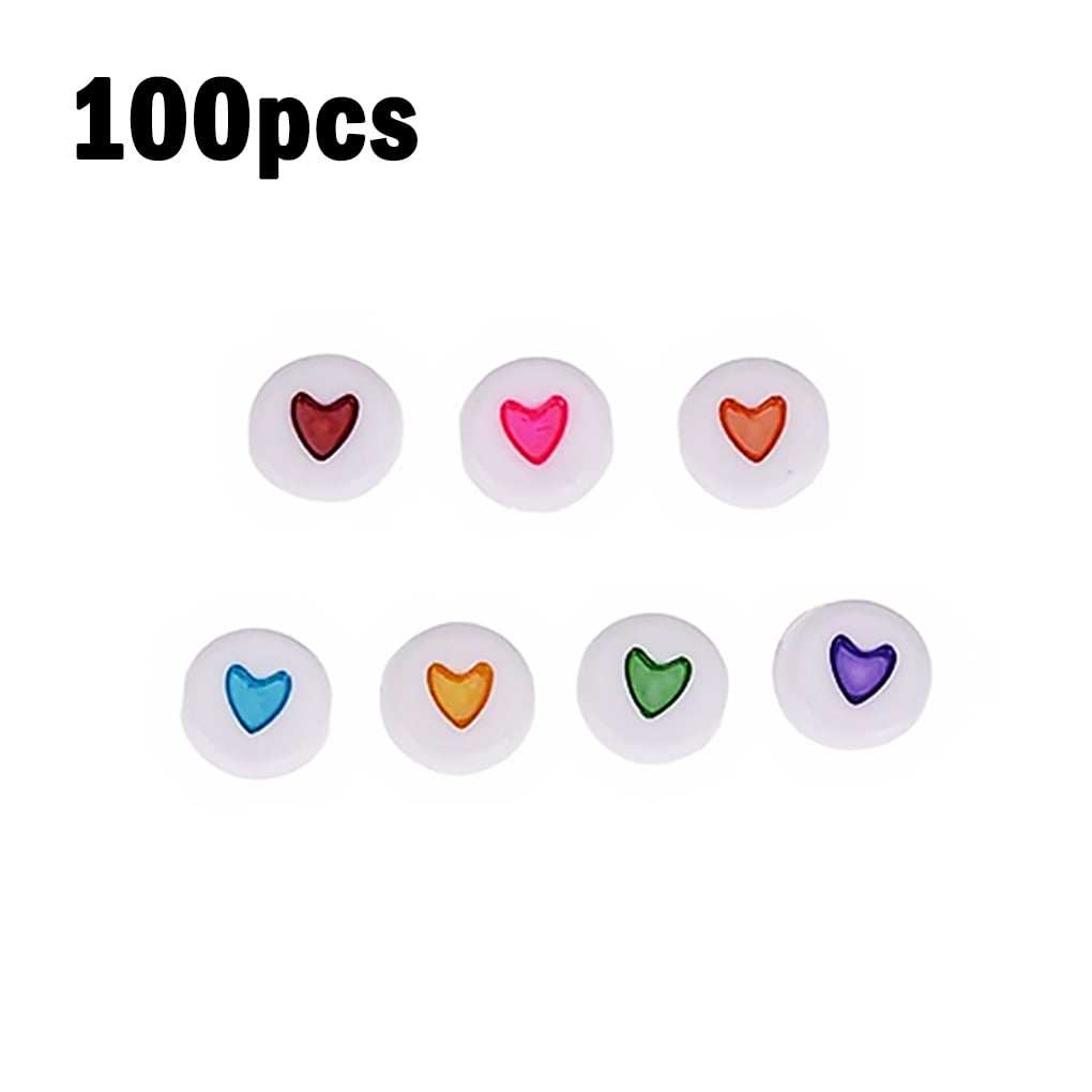 100pcs 7X4mm Round Acrylic Beads Noctilucence//Love Heart Shape Beads for Jewelry