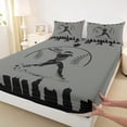 thumbnail image 3 of Homewish Grey Black Baseball Full Size Sheets for Teens, Vintage American Sports Bed Sheets, Cartoon City Print Sheet Sets, Luxury Bedroom Decor, 4-Piece, 3 of 7