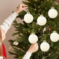 thumbnail image 5 of Hvmvliv Set of 12 Red Velvet Christmas Tree Balls 3.14 Inch Flocked Xmas Decorations Plastic Hanging Ornaments for Holiday Decor White, 5 of 6