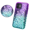 thumbnail image 3 of Compatible for Apple iPhone 12 Mini Case, with Tempered Glass Screen Protector SOGA Diamond Liquid Quicksand Cover Cute Girl Women Phone Case - Teal/Purple, 3 of 5