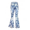 thumbnail image 3 of Women's Floral Print Flare Jeans High Waisted Stretch Long Denim Pants Baggy Bell Bottom Waisted Vintage Fashion Boyfriend, 3 of 5