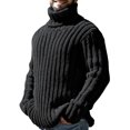 thumbnail image 4 of Ceisia Mens Thick Ribbed Turtleneck Knitted Sweater Long Sleeve Solid Color Warm Casual Pullover Top Black XL Gift, 4 of 8