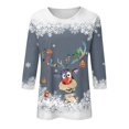 thumbnail image 3 of Mlqidk 3/4 Sleeve Shirts for Women Crew Neck Christmas Tree Print Graphic Tees Blouses Tops,Fall Tops for Women 2023 Gray L, 3 of 5