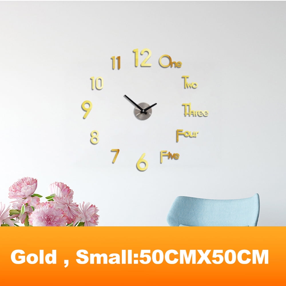 3D DIY Wall Clock Decor Sticker Frameless Small DIY Wall Clock Kit for