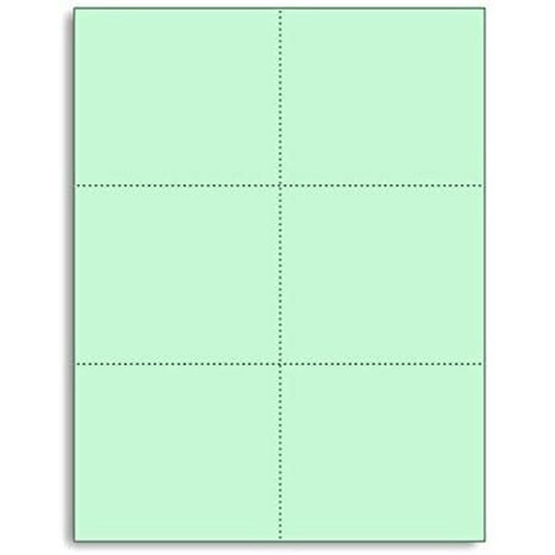 Laser Printer Blank Perforated Cards 6 up per Page (Green, 6000 Cards)