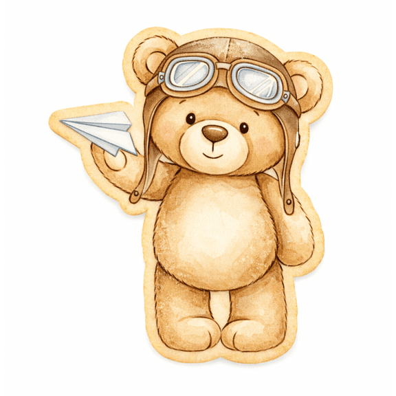 Teddy Bear with Paper Airplane Cookie Cutter and Stamp