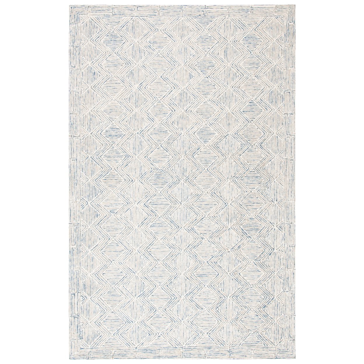 SAFAVIEH Micro-Loop Herbert Geometric Area Rug, Blue/Ivory, 2' x 3'