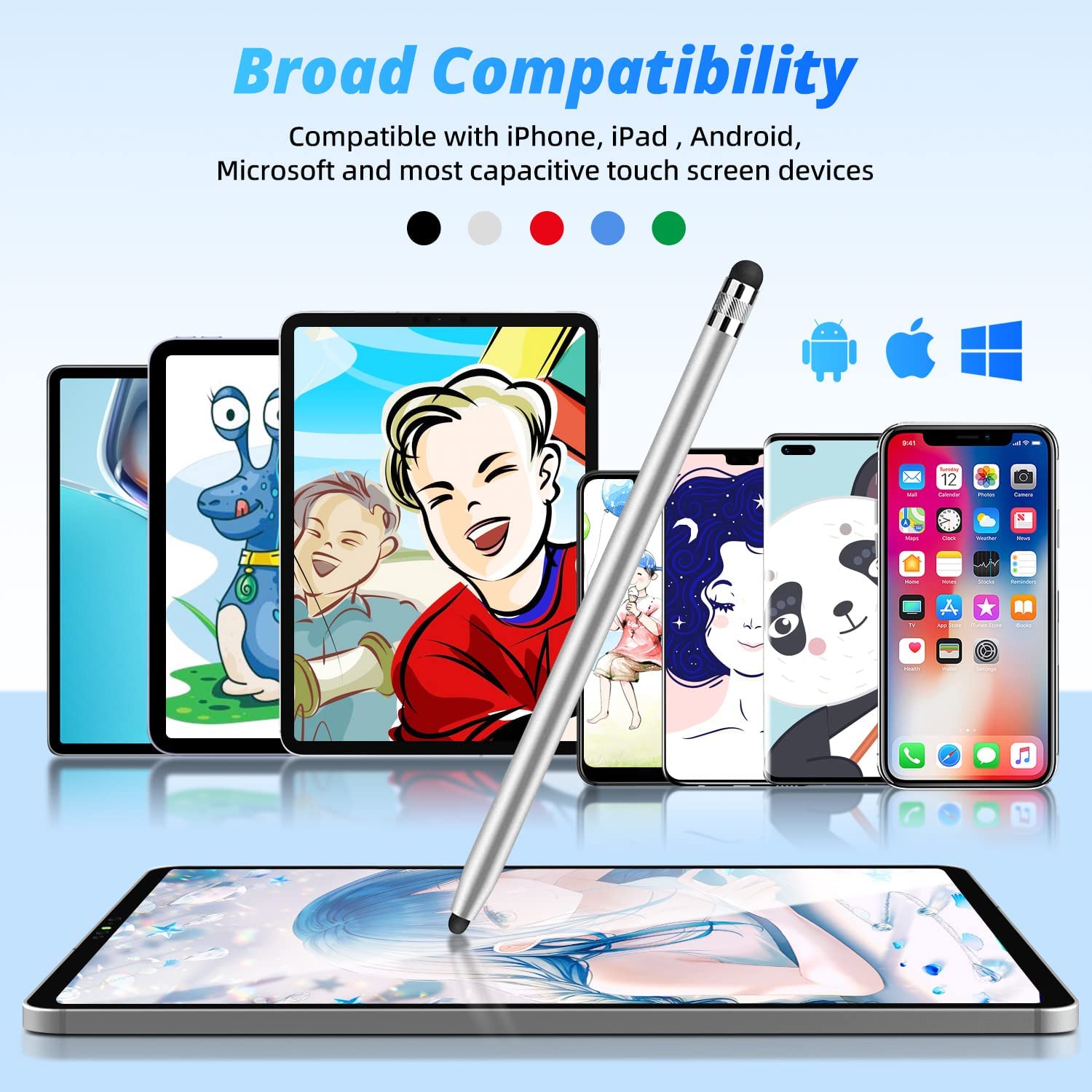 Commercial Food Cover 5-Pack Stylus Pens For Touch Screens - Dual Tip ...