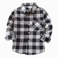 thumbnail image 4 of YIWULA Baby Boys Plaid Shirt Toddler Flannel Button Down Jacket Long Sleeve Outfits Infant School Uniform Shirts Cotton Shacket Coat(4-5 Years,Light Gray), 4 of 4