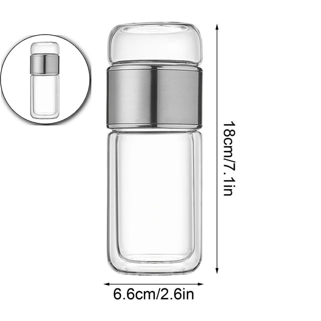 Glass Infuser, 3-in-1 Design Glass Infuser Built-in Filter Tea Infuser, Double-Layer Tea-Leaf Separation Tea Maker with Filter, Used for Tea and Other Drinks