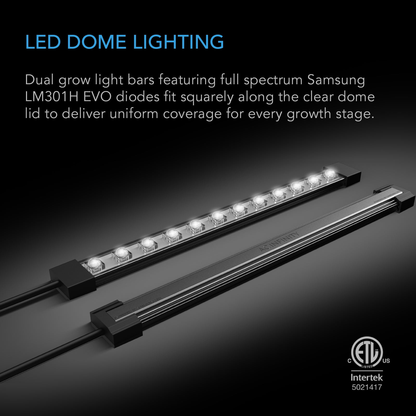 AC Infinity Heavy-Duty Humidity Dome 5x8 Germination Kit, Full Spectrum LED Grow Light Bars w/ Samsung LM301H EVO LEDs, Heat Mat, 3 mm Thickest Dome, Trays, Vented Panels, for Seed Starting