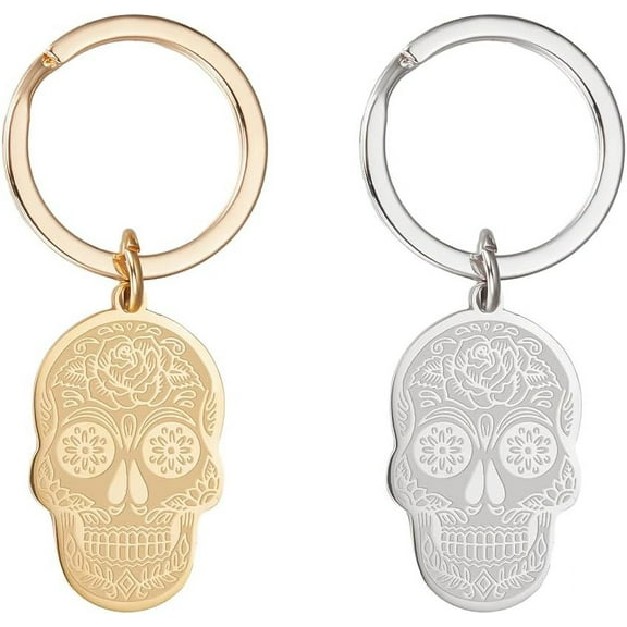 2Pcs 2 Colors Sugar Keychains 304 Stainless Steel Pendant Keychain Keyring Metal Keychain Key Rings for Bags Purse Backpack Ornament Golden Stainless Steel Color Colorful