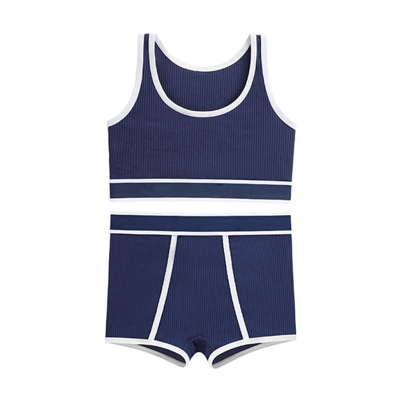 Bra Brief Sets Women's Fitness Underwear Set Featuring Lettered Sports Bra and Mid Waist Briefs Workout Tank Top and Panty Ensemble Blue S