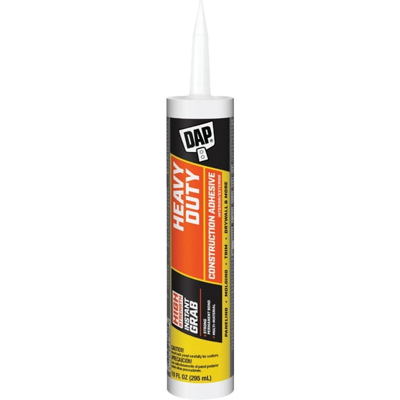 DAP DynaGrip Heavy Duty Construction Adhesive - Low Odor - 2 Pack, 10 oz, White