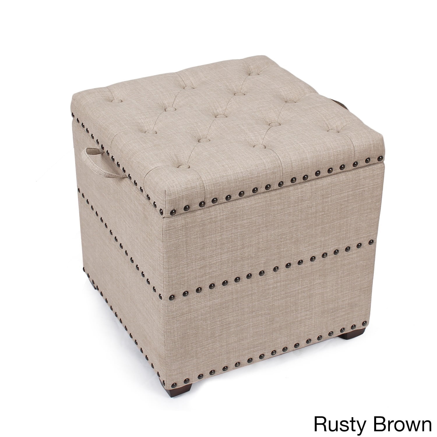 Adeco Fabric Square Ottoman with Tray