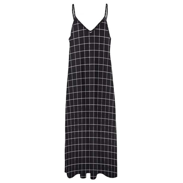 Aesthetic Black and White grid paper imitation HD High Quality Online Store  Sleeveless Dress Women's summer dresses - Walmart.com