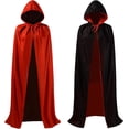 thumbnail image 2 of OurLore Disfraz de capa de fiesta de disfraces de Navidad de Halloween reversible negro y rojo (55 pulgadas, con capucha), 2 of 3