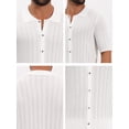 thumbnail image 7 of DARING DIVA Men's Striped Summer Short Sleeve Knitted See Through Shirts L White, 7 of 7