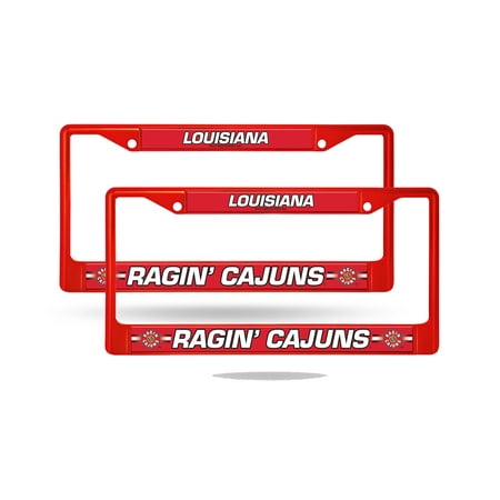 LA Lafayette Ragin Cajuns NCAA Red Painted Chrome Metal (2) License Plate Frame