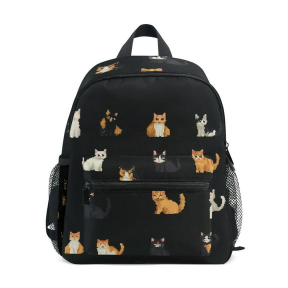 FORMRS School Backpack with Front Zippered Pocket 12" Elementary Student Travel Daypack, Pixel Cat
